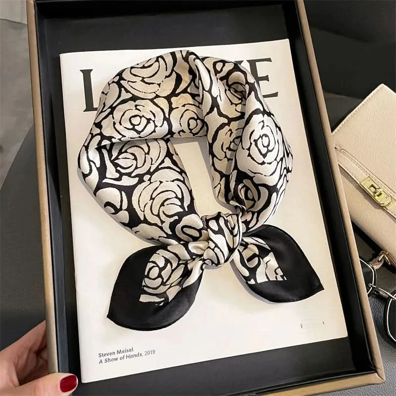 100% Real Silk Square Scarf (53cm) - Luxury Printed Multi-Style Accessory