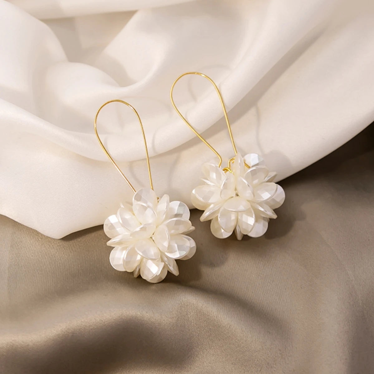 Pearl Petal Ball Statement Earrings — Trendy DIY Floral‑Inspired Lightweight Fashion Jewelry