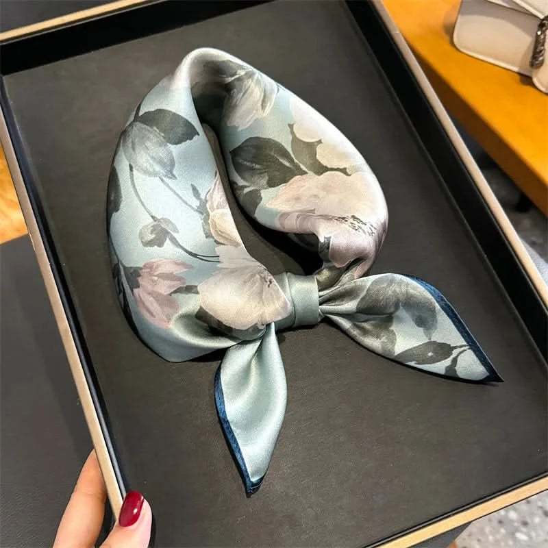 100% Real Silk Square Scarf (53cm) - Luxury Printed Multi-Style Accessory