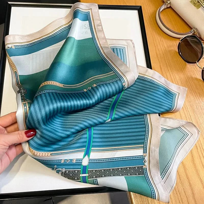 Silk scarf print variation in cool palette