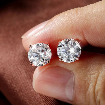 Moissanite stud earrings in rose gold — main view