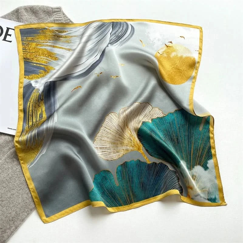 100% Real Silk Square Scarf (53cm) - Luxury Printed Multi-Style Accessory