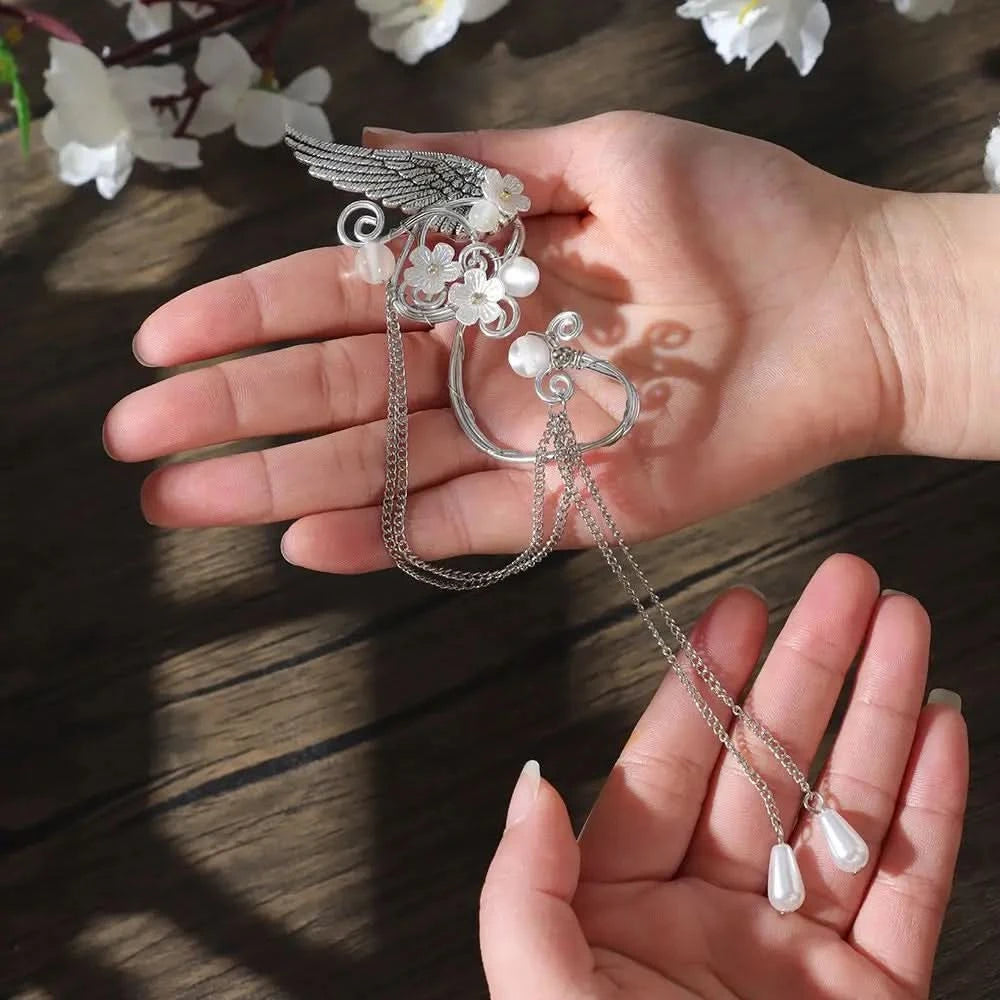 Elf ear cuff worn on model