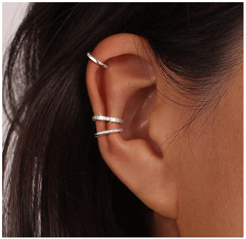 Ear cuff styled on multiple ear positions