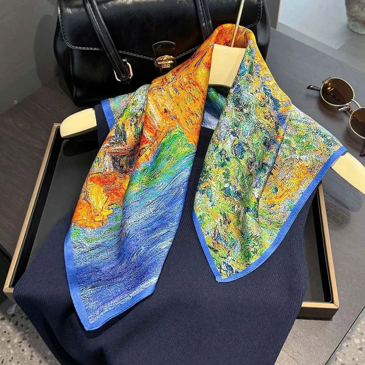 100% Real Silk Square Scarf (53cm) - Luxury Printed Multi-Style Accessory