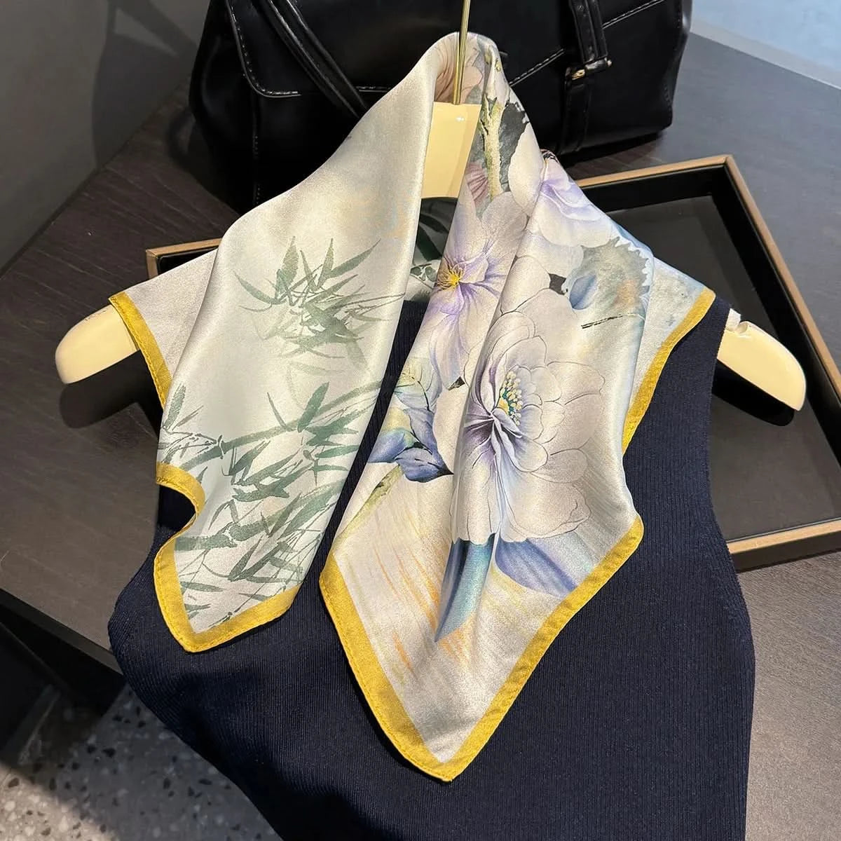 100% Real Silk Square Scarf (53cm) - Luxury Printed Multi-Style Accessory