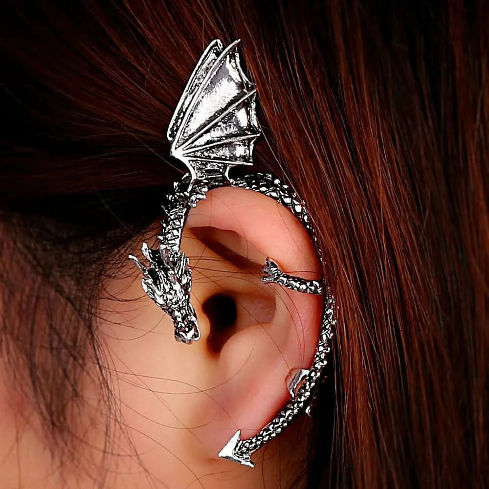 Gothic Dragon Clip Ear Cuff - Punk Rock Zinc Alloy Unisex No-Piercing Earring
