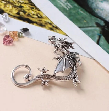 Gothic Dragon Clip Ear Cuff - Punk Rock Zinc Alloy Unisex No-Piercing Earring