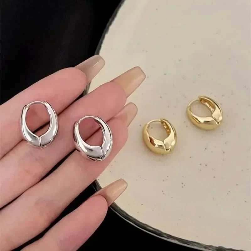 Hoop earrings worn on model