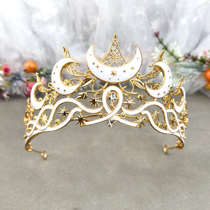 Gothic Moon & Star Tiara | Silver‑Black Celestial Crown