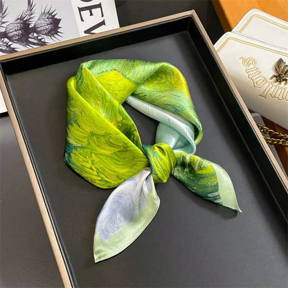 100% Real Silk Square Scarf (53cm) - Luxury Printed Multi-Style Accessory