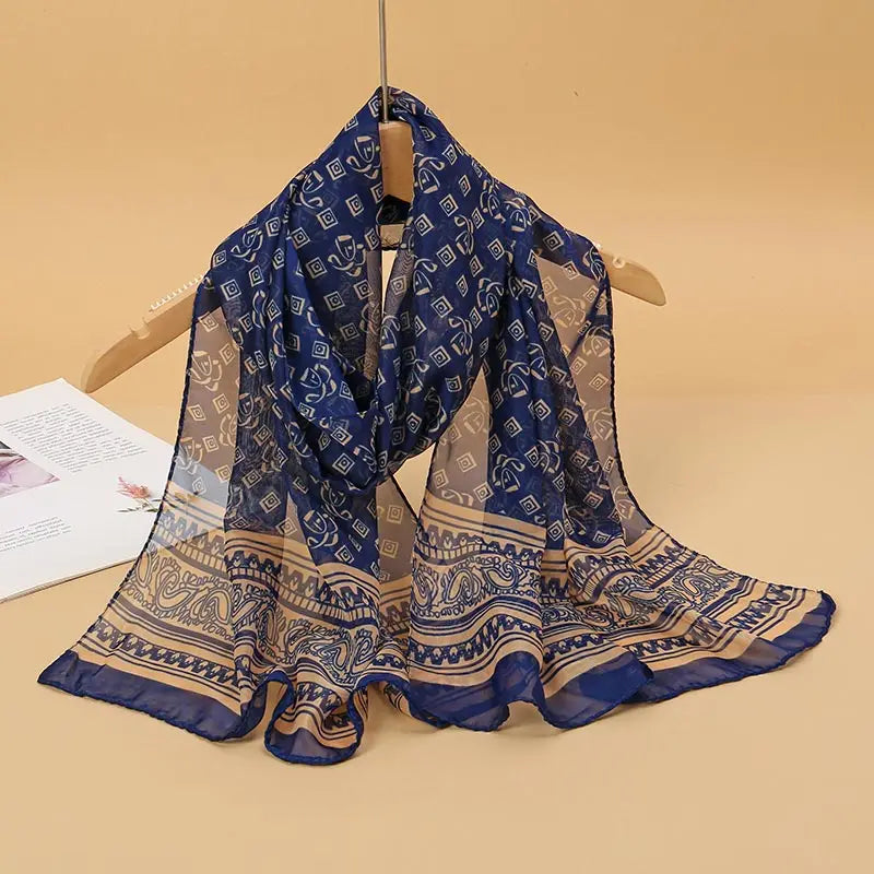 Lightweight Chiffon Scarf — Versatile Printed Shawl & Wrap, Breathable Travel Accessory