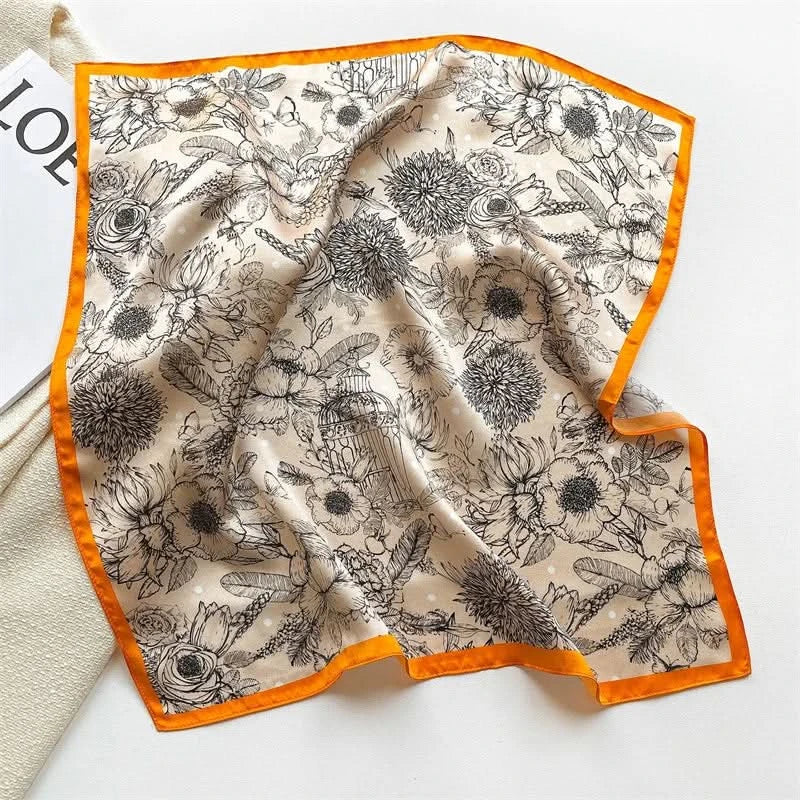 100% Real Silk Square Scarf (53cm) - Luxury Printed Multi-Style Accessory