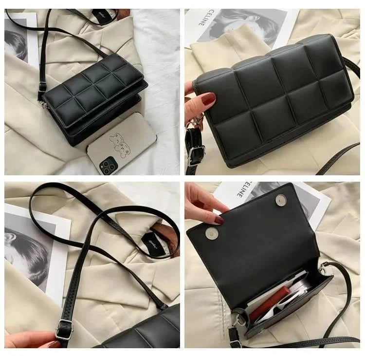 Minimalist Square PU Leather Handbag - Compact Crossbody & Top-Handle, Lightweight