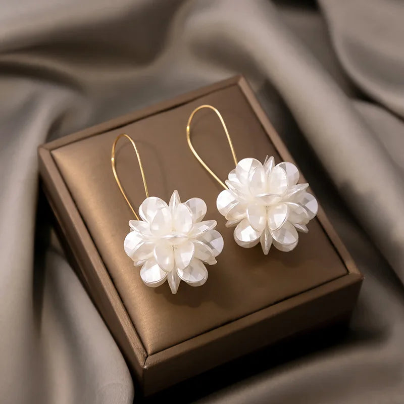 Pearl Petal Ball Statement Earrings — Trendy DIY Floral‑Inspired Lightweight Fashion Jewelry