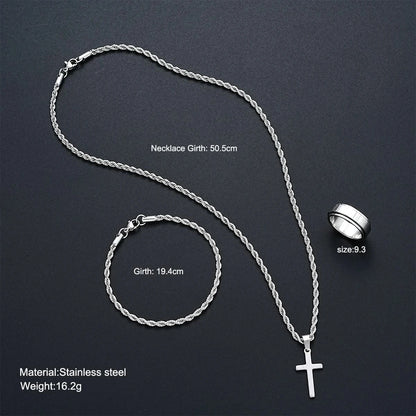 Cross jewelry set unisex styling shot