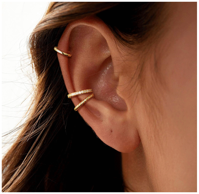 Ear cuff worn stacked on ear