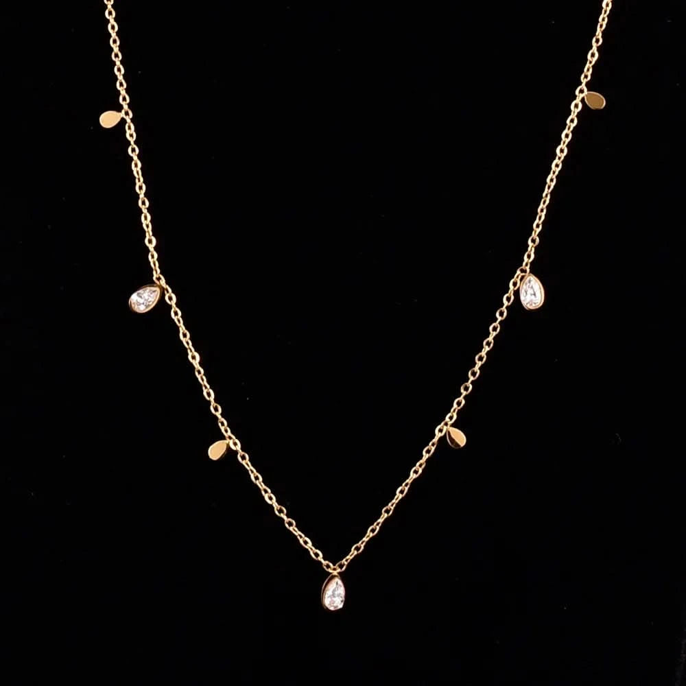 Water drop necklace in light yellow finish
