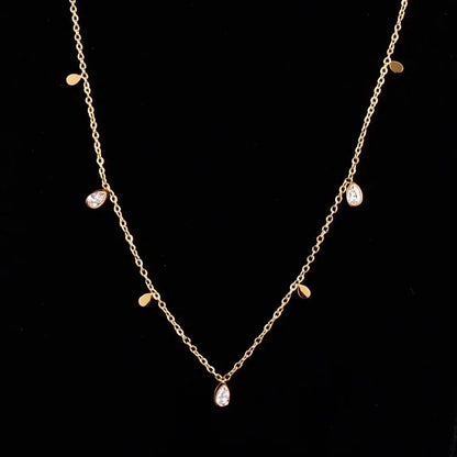 Water drop necklace in light yellow finish
