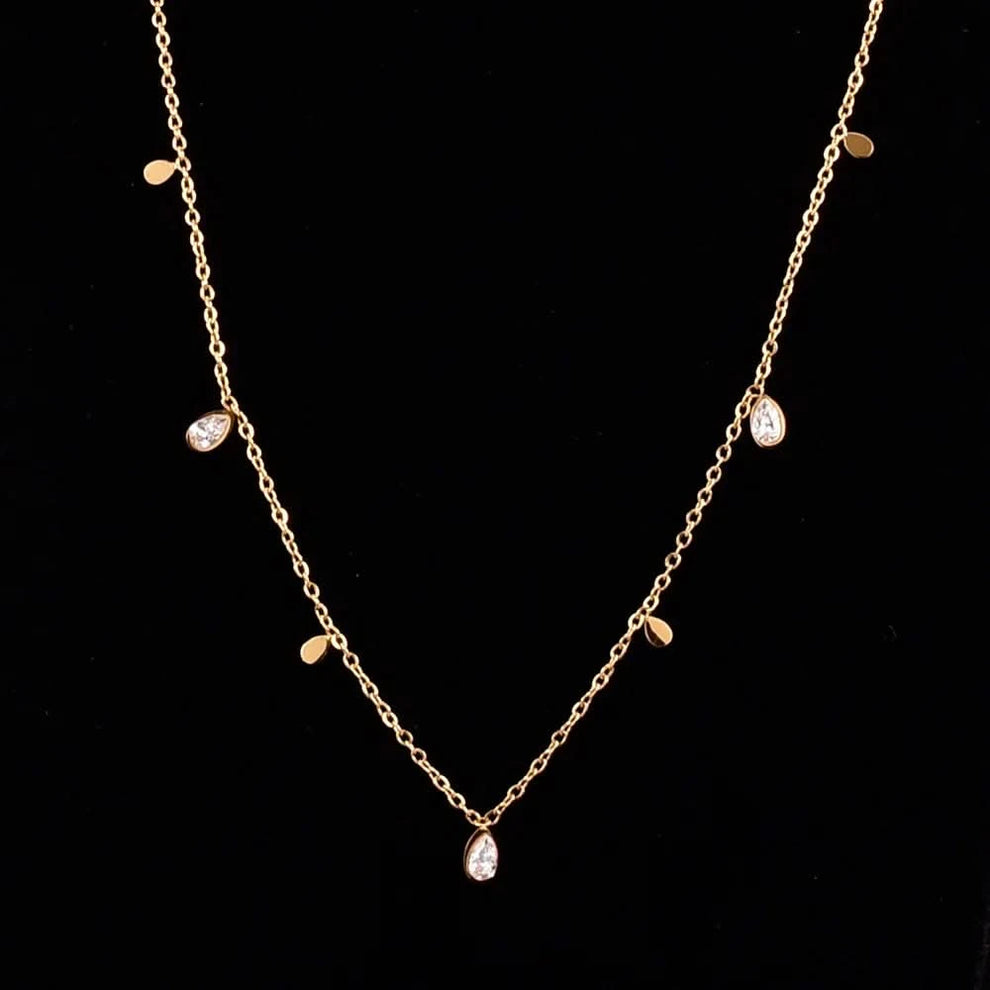 Water drop necklace in light yellow finish