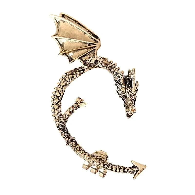 Gothic Dragon Clip Ear Cuff - Punk Rock Zinc Alloy Unisex No-Piercing Earring