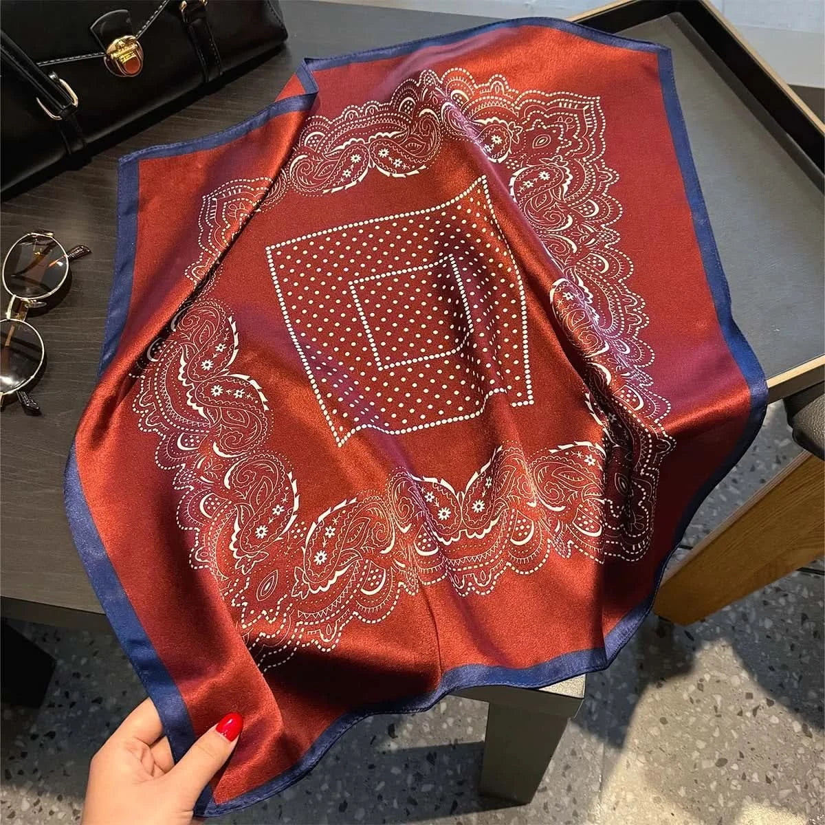 100% Real Silk Square Scarf (53cm) - Luxury Printed Multi-Style Accessory