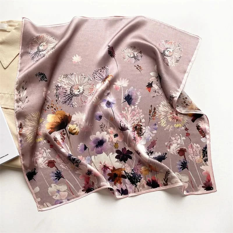 100% Real Silk Square Scarf (53cm) - Luxury Printed Multi-Style Accessory