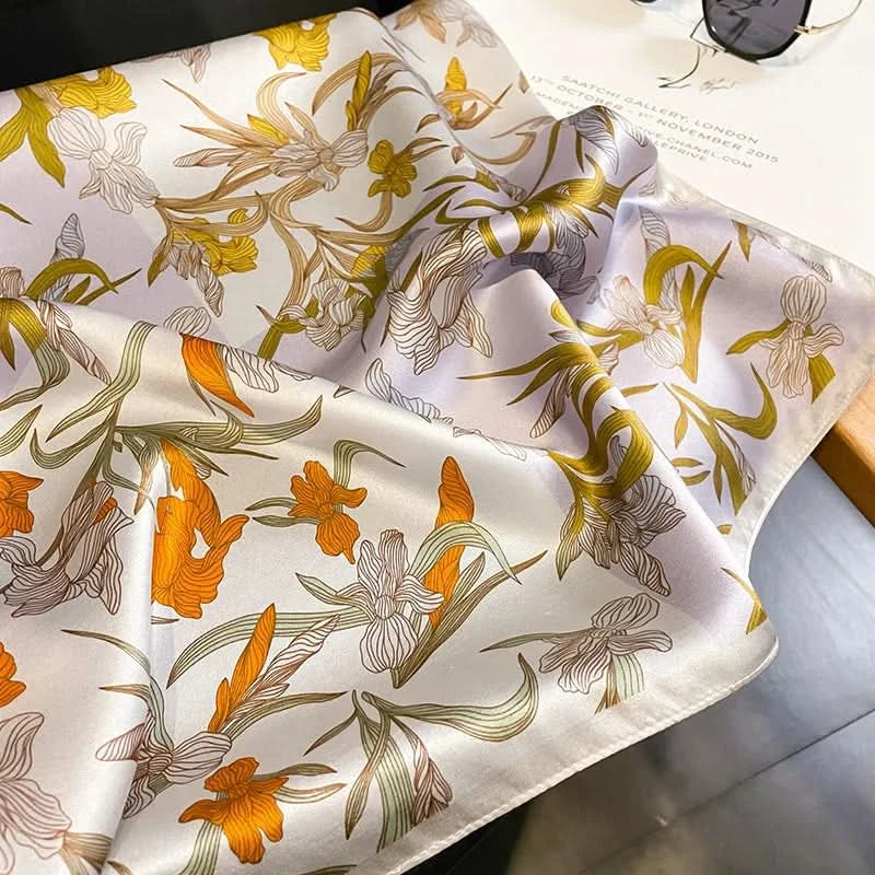 100% Real Silk Square Scarf (53cm) - Luxury Printed Multi-Style Accessory