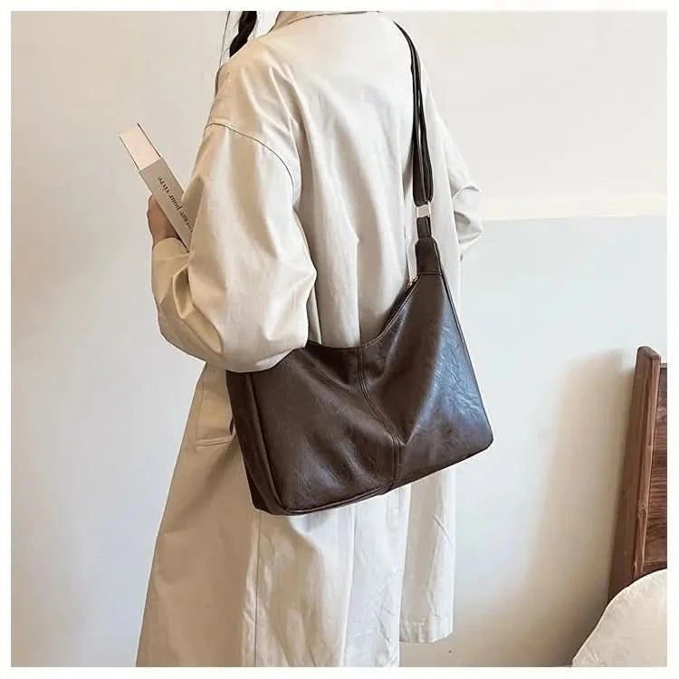 Soft Vegan Leather Slouchy Hobo Bag - Minimalist Everyday Tote, 3 Colors