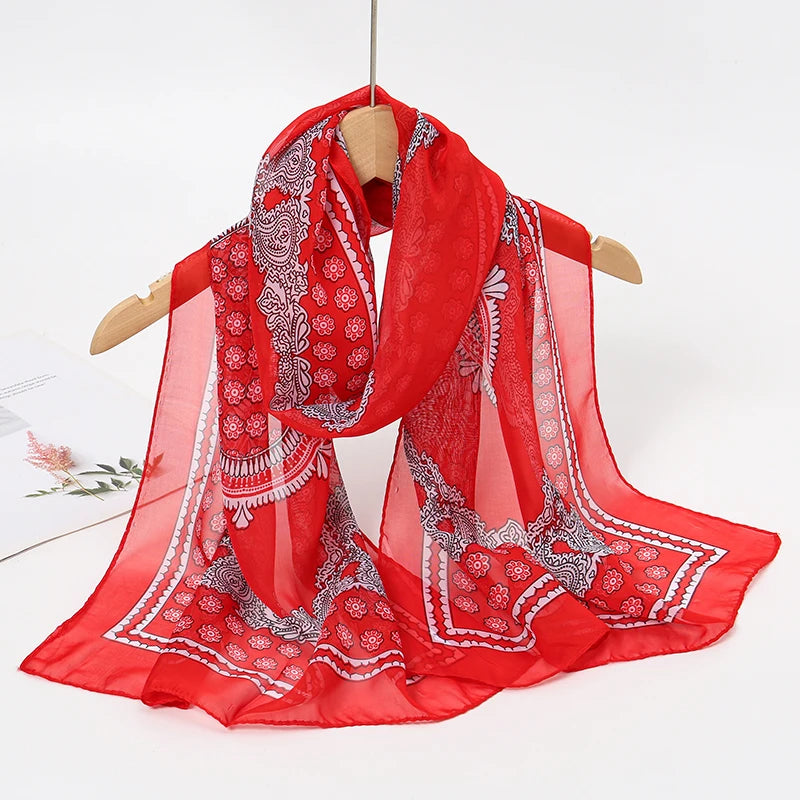 Lightweight Chiffon Scarf — Versatile Printed Shawl & Wrap, Breathable Travel Accessory