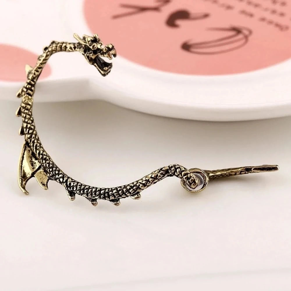 Gothic Dragon Clip Ear Cuff - Punk Rock Zinc Alloy Unisex No-Piercing Earring