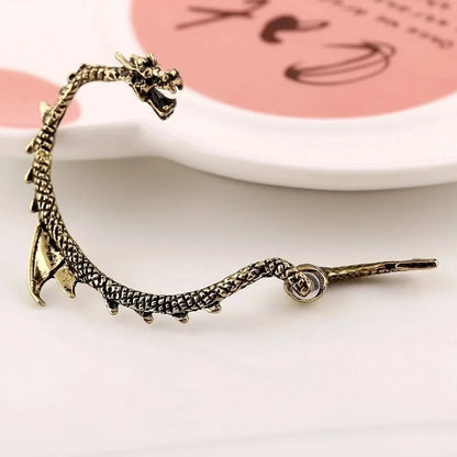 Gothic Dragon Clip Ear Cuff - Punk Rock Zinc Alloy Unisex No-Piercing Earring