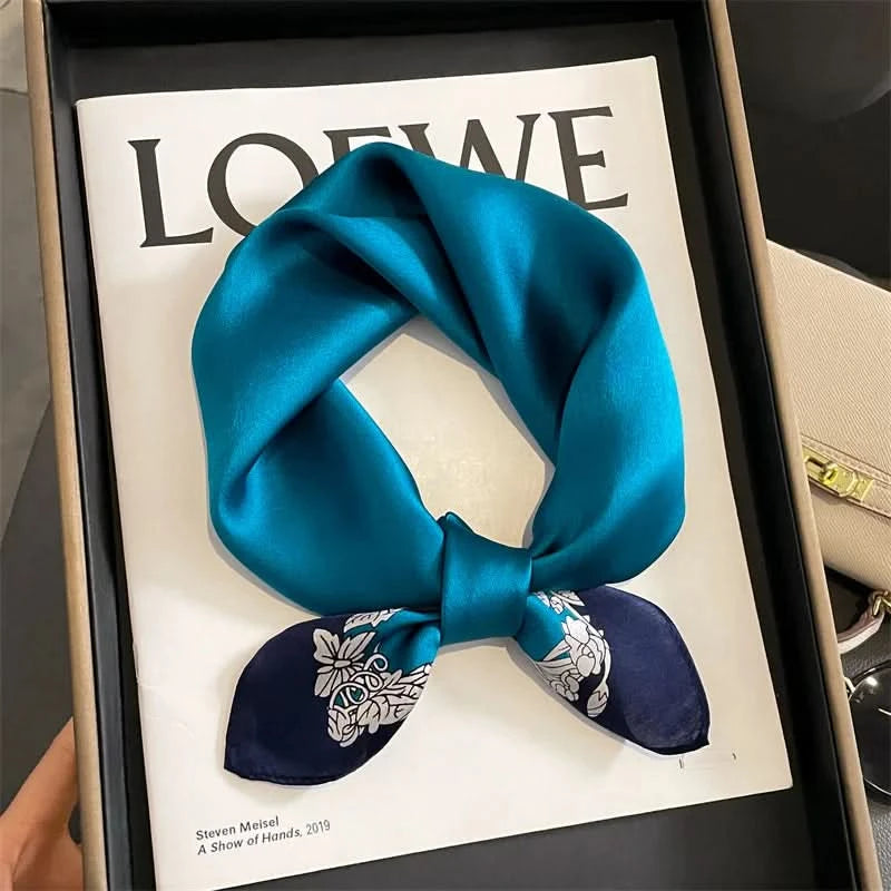 100% Real Silk Square Scarf (53cm) - Luxury Printed Multi-Style Accessory