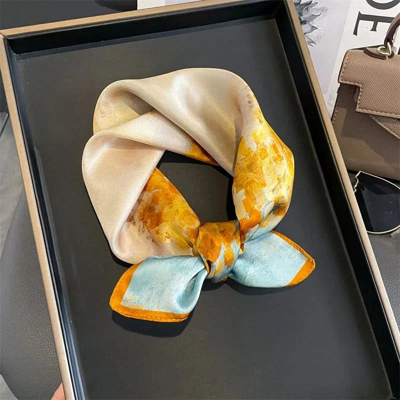 100% Real Silk Square Scarf (53cm) - Luxury Printed Multi-Style Accessory
