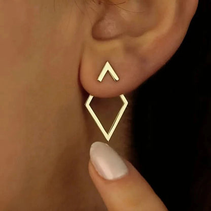 Minimalist open-frame geometric stud earrings — main view