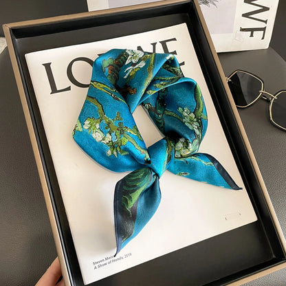 100% Real Silk Square Scarf (53cm) - Luxury Printed Multi-Style Accessory