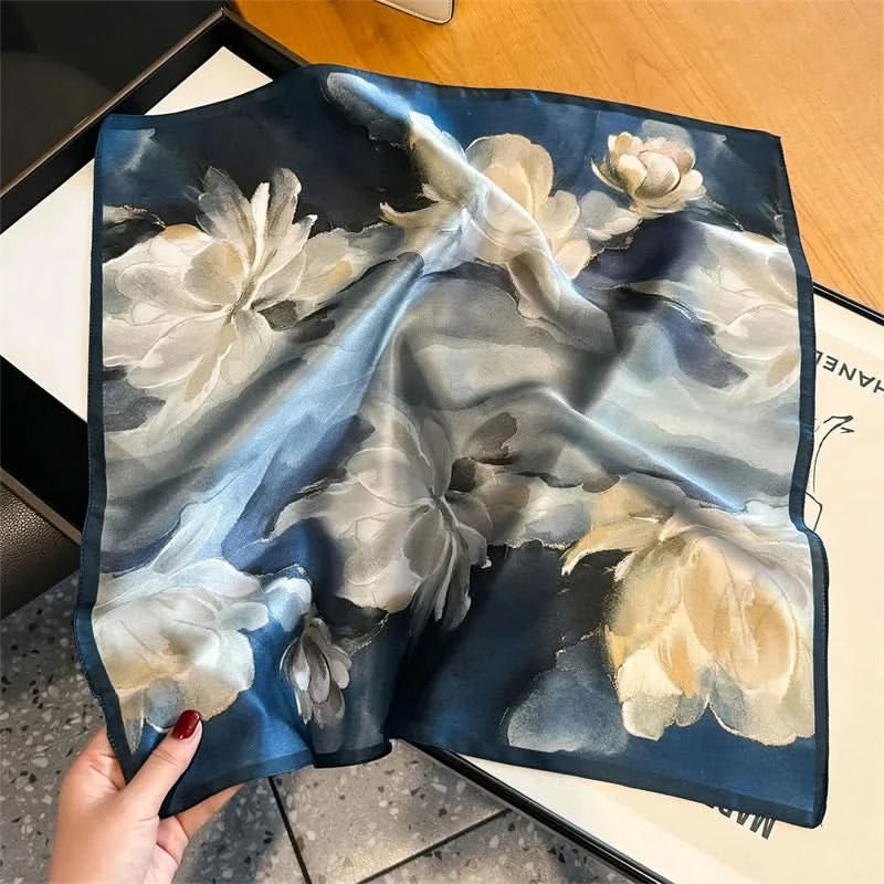 100% Real Silk Square Scarf (53cm) - Luxury Printed Multi-Style Accessory