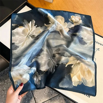 100% Real Silk Square Scarf (53cm) - Luxury Printed Multi-Style Accessory