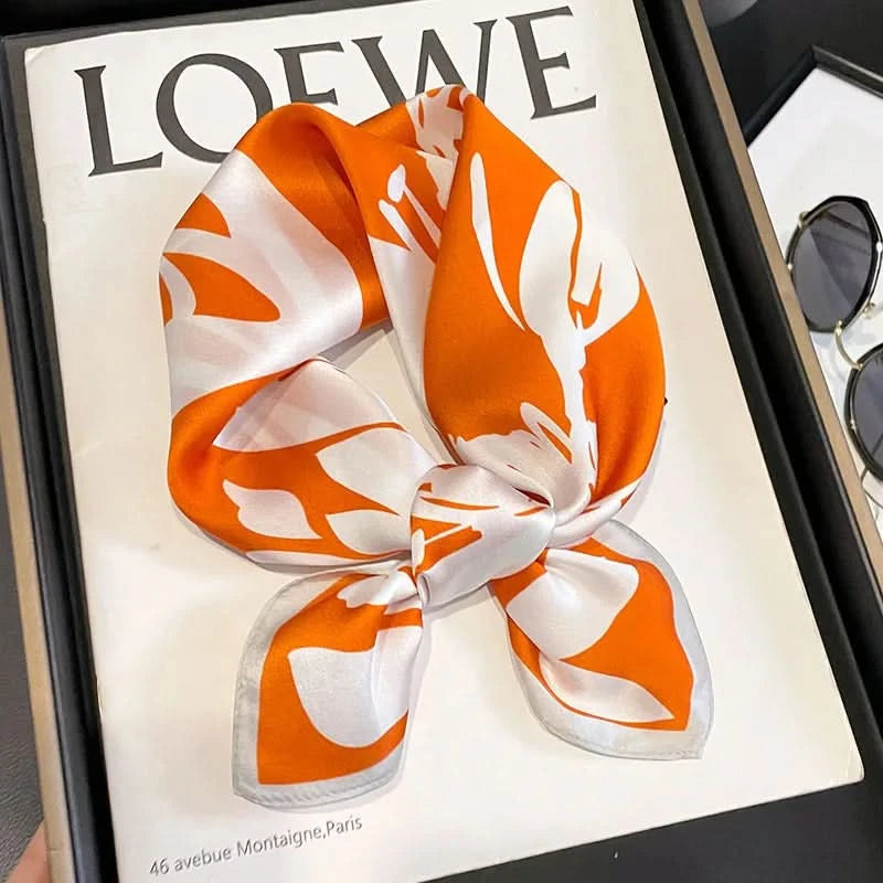 100% Real Silk Square Scarf (53cm) - Luxury Printed Multi-Style Accessory