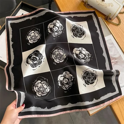 100% Real Silk Square Scarf (53cm) - Luxury Printed Multi-Style Accessory