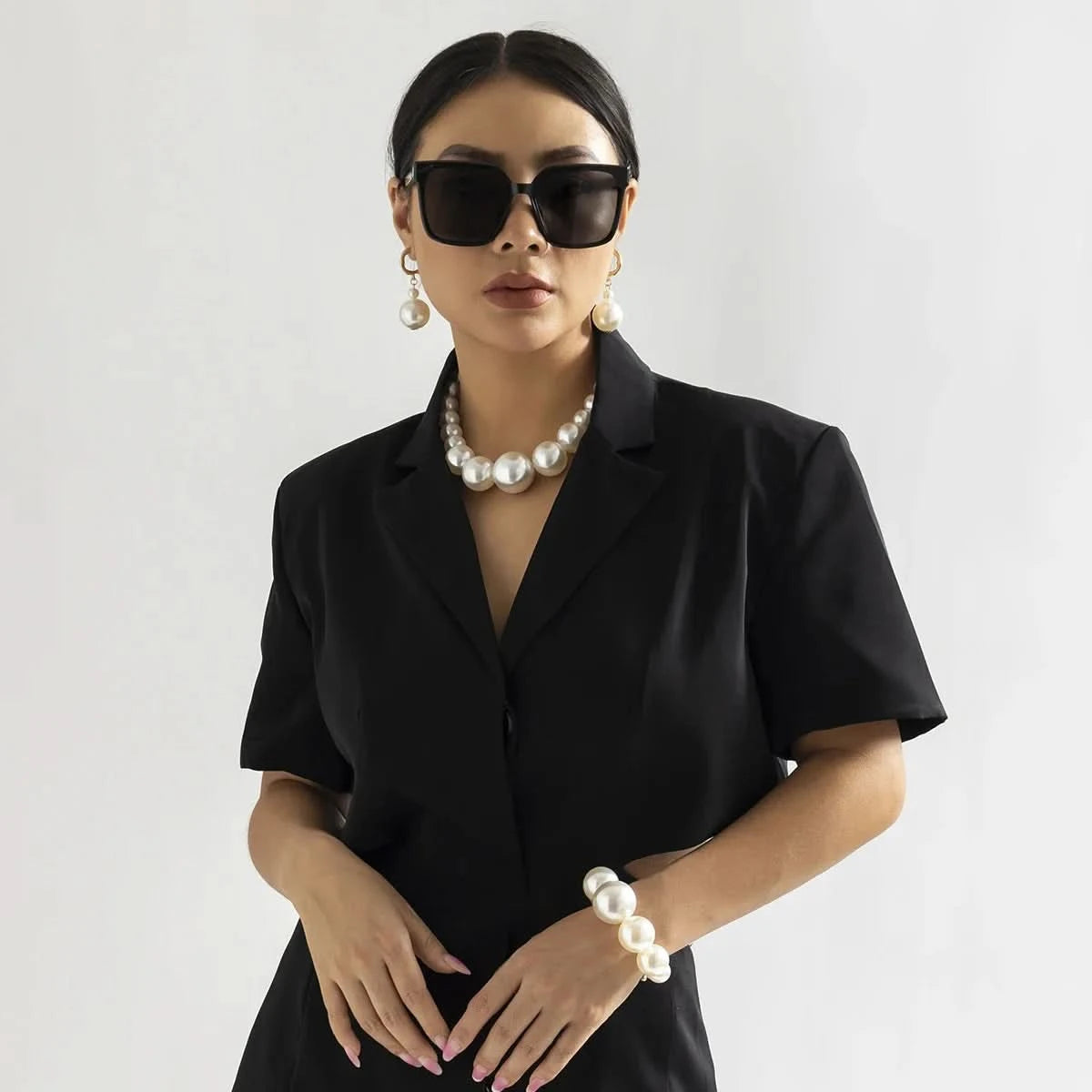 Choker and bracelet set worn together