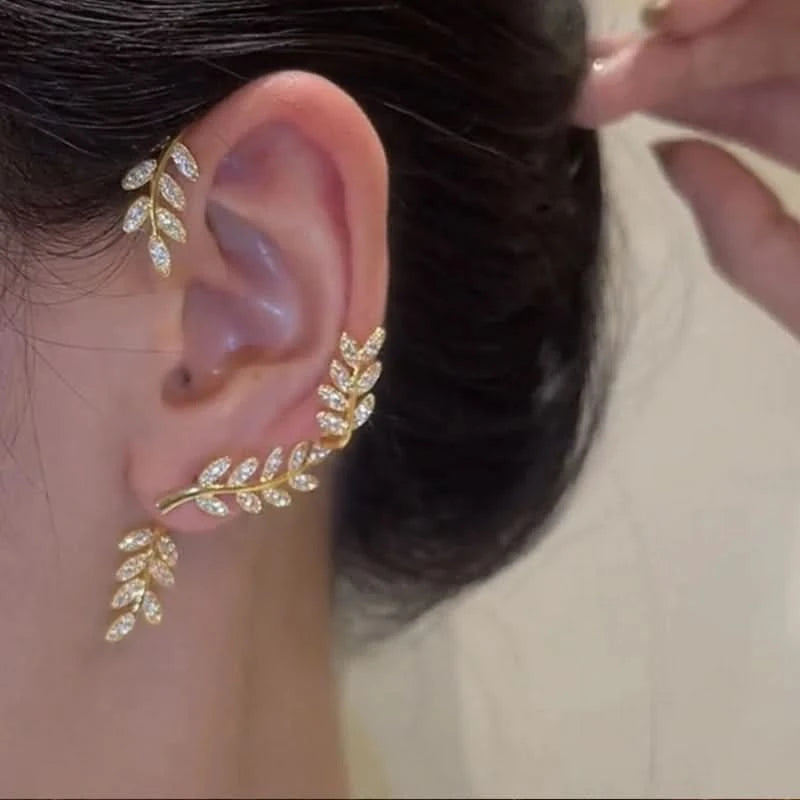 Leaf ear cuff in silver-tone finish