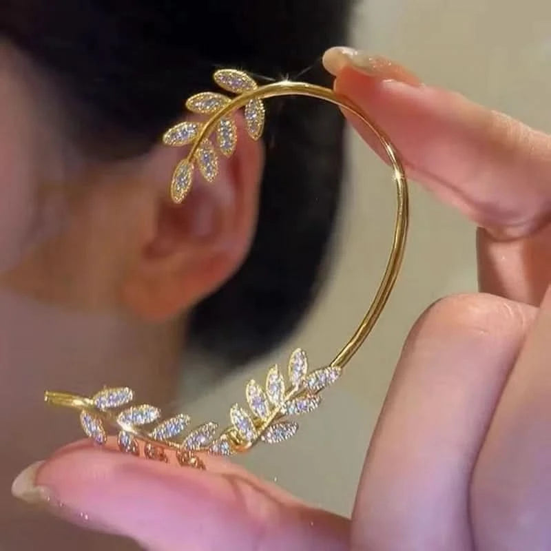Leaf ear cuff worn on model