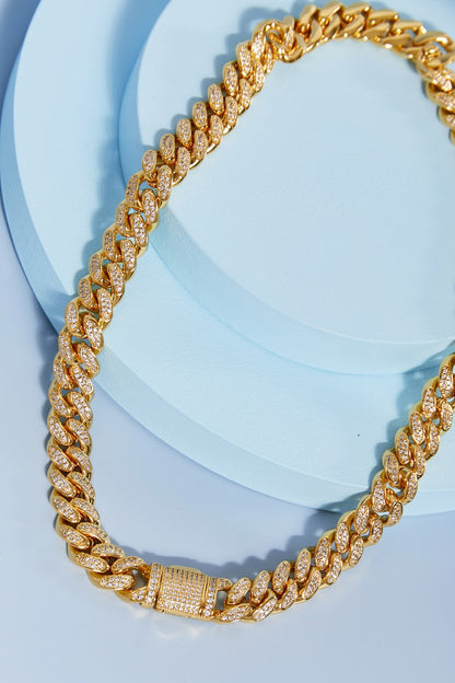 Brass curb chain worn on model