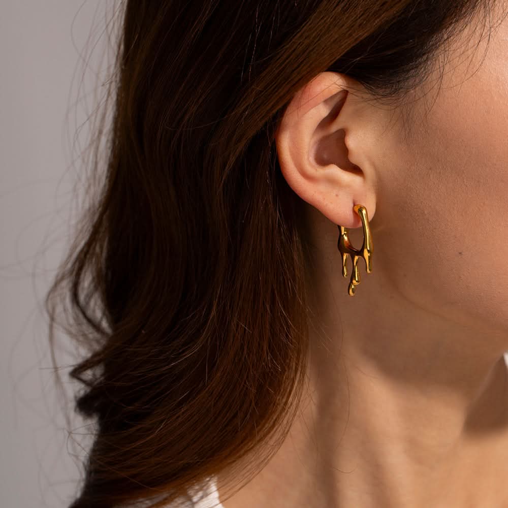 Drip earrings back view