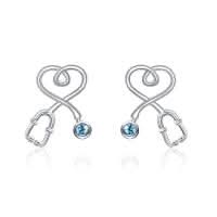 Stethoscope heart studs in light blue