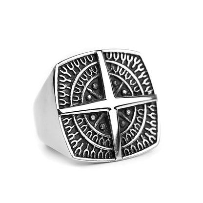 Nautical Signet Ring | Maritime Anchor & Compass Inspired Unisex Ocean Heritage Jewelry